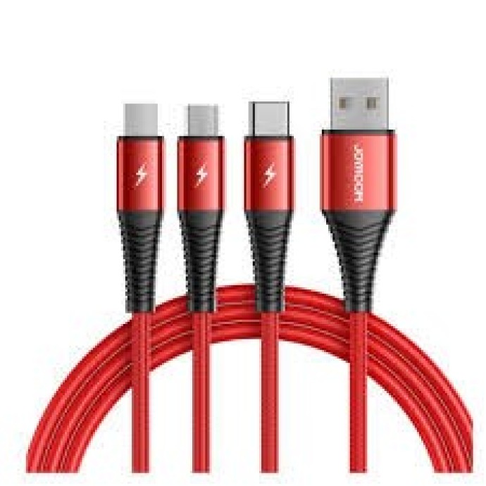 S-1230G4 3-in-1 charging cable（lightning+typec+micro）1.2M-red Image