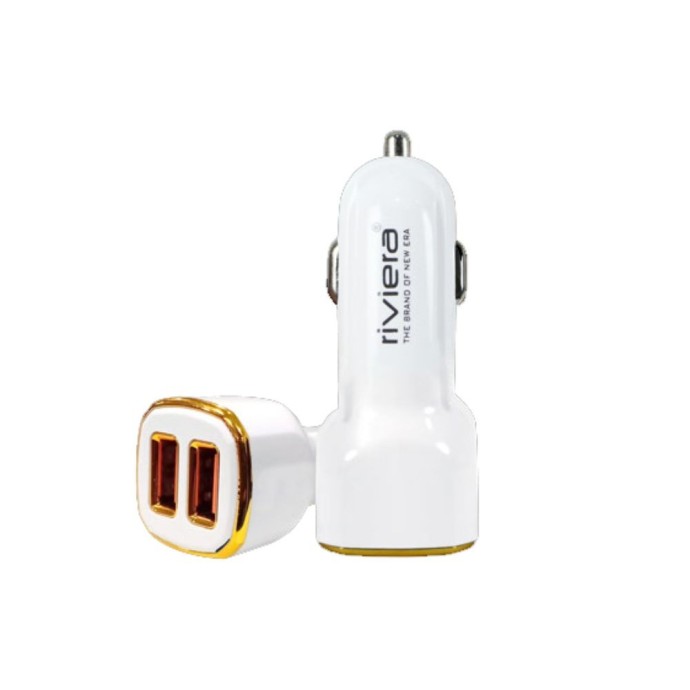 Riviera Car Charger | Dual USB | 2.4A Output | 12-24V Input | Compact Design | Smart IC Protection | Black Finish Image